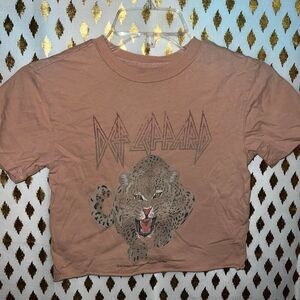 Def Leppard crop top tiger nude t-shirt concert tee size XS